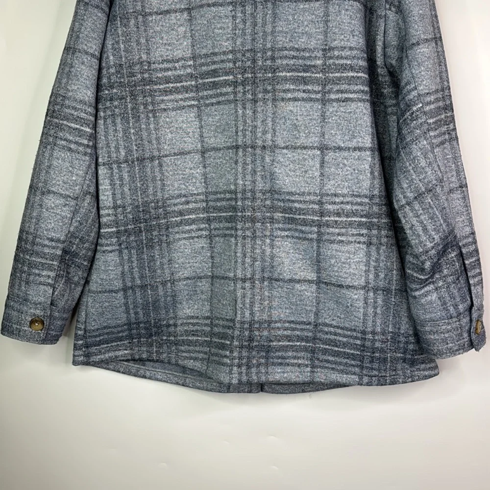J.Jill Blue Gray Plaid Button Shacket Size Medium